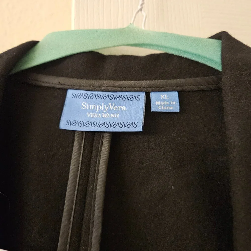 Simply Vera black wool blend Whimsygoth waterfall front Cardigan jacket XL NWT